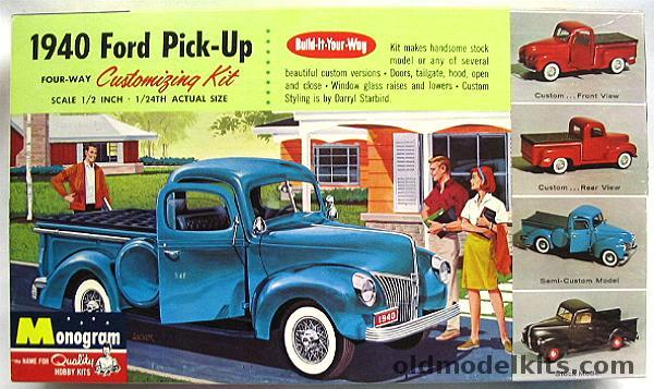 Monogram 1/24 1940 Ford Pick-Up Four Way Customizing Kit, PC91-198 plastic model kit